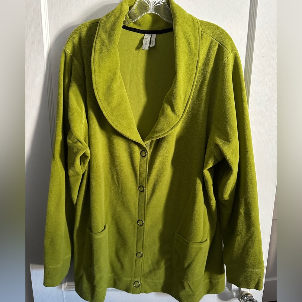 Sahalie Women's Green Fleece Cardigan Jacket 3X